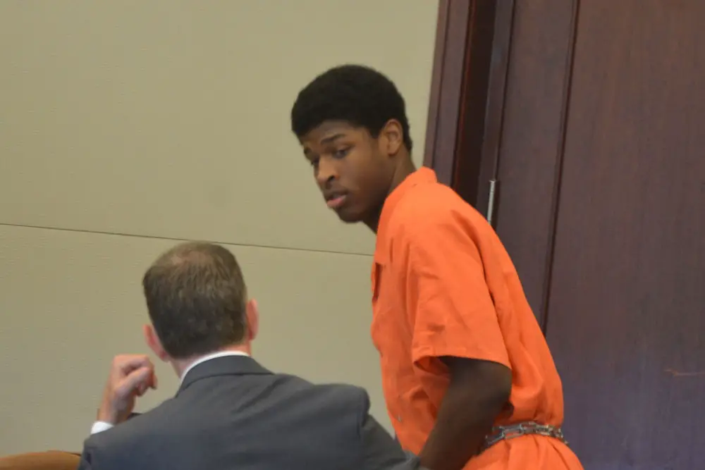 Zaire Roberts, one of the people involved in Wednesday's shooting, at his sentencing in 2016, when he was sentenced to seven years in prison in the shooting of another man. He left prison just weeks ago. (© FlaglerLive)